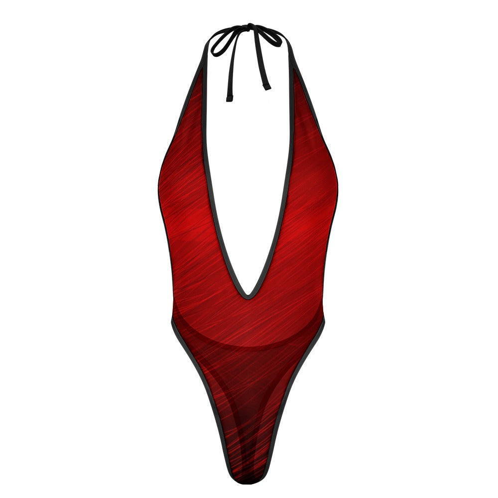 Cool Red Filament Womens One Piece Swimsuit Summer Beach Swimwear