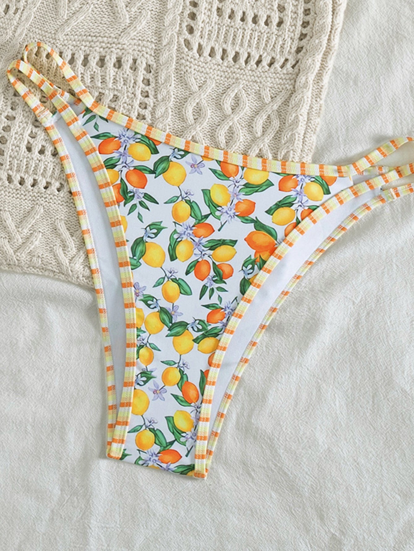 Bikini Double Shoulder Strap Printed Low Waist Split Swimsuit Women