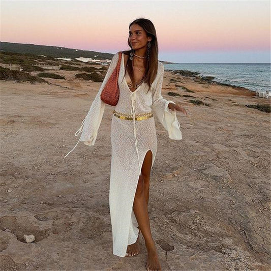 Beach Dress Cutout Cover Up Clothing Spring Summer Knitted Vacation