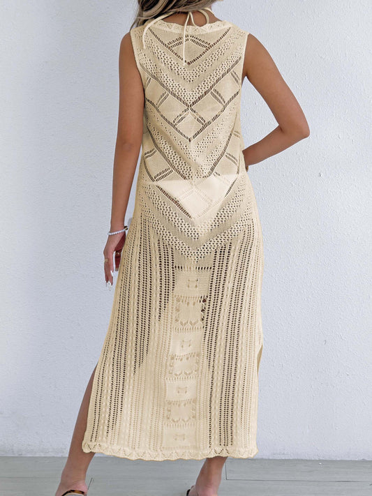 Beach Cover Up Women Clothing Cutout Woven Shirt Vest Dress Holiday